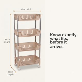 Metal Rod Storage Trolley - Beige