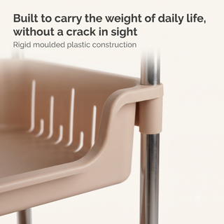 Metal Rod Storage Trolley - Beige