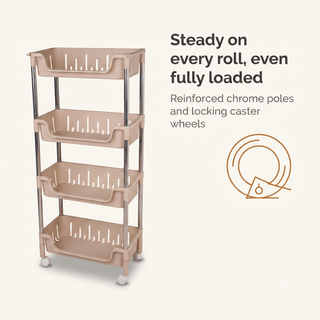 Metal Rod Storage Trolley - Beige