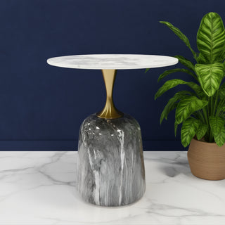 LESNOY Round Side With Marble Top.