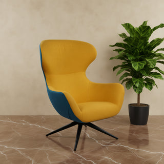 Akari Armrest Lounge Chair - Blue + Yellow