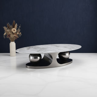 Liberty Center Table With Marble Top And Metal Base