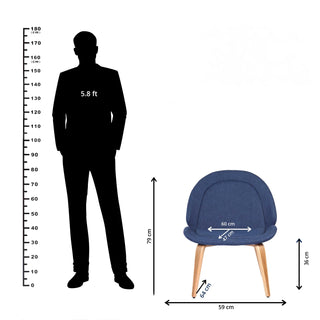 Zoe Lounge Chair With Solid Wooden Legs - Blue