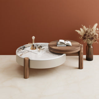 NICOBAR Round Center Coffee Table Wooden Teapoy.