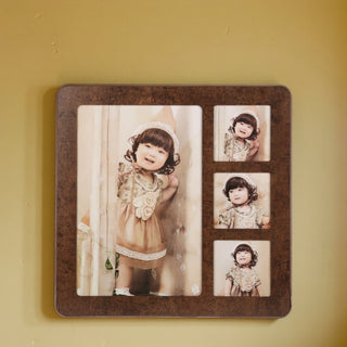 Urbancart® 60 * 60 Table Top Display and Wall mounting Photo Frame, Brown(Holds up to 4 Photos)
