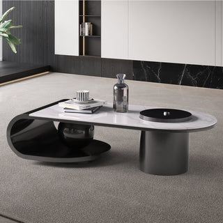 Reno Center Table With Marble Top And Iron + Metal Base