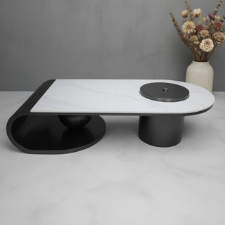 Reno Center Table With Marble Top And Iron + Metal Base