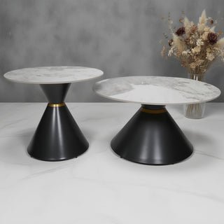 Saigon center Table With Marble Top And Iron + Metal Base