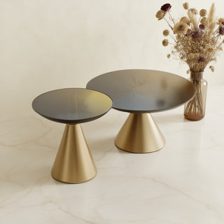 SYROS Round Coffee Table With Glass Top.