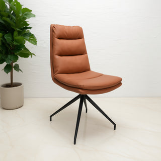 Luxe Revolving Chair With Metal Base - Brown