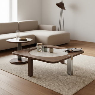 BRAGA Marble Finish Set of 2 Coffee Table.