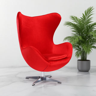 Vienna Velvet Lounge Chair with Aluminum Base - Red