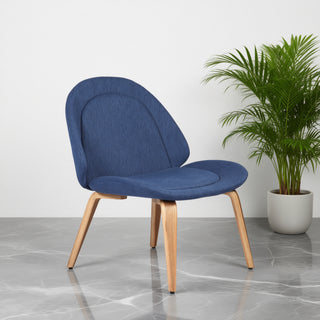 Zoe Lounge Chair With Solid Wooden Legs - Blue