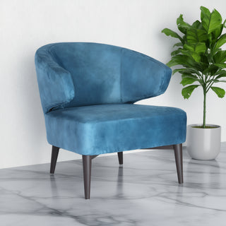 Roma Velvet Lounge Chair - Blue