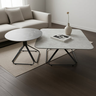 Avesta Center Table With Marble Top And Iron + Metal Base