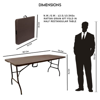 1.8 Meter Portable Folding HDPE Outdoor Picnic Garden Table - Brown