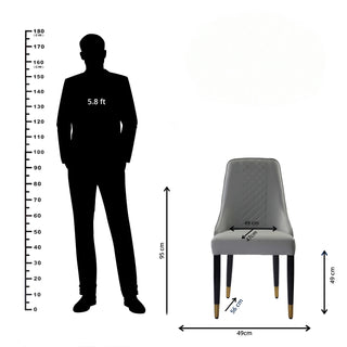 Elena Leather Dining chair with Gold Finish Metal Legs - Grey