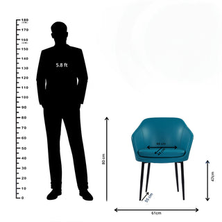 Erika Dining Leather Chair With Cushion and Metal Legs - Blue