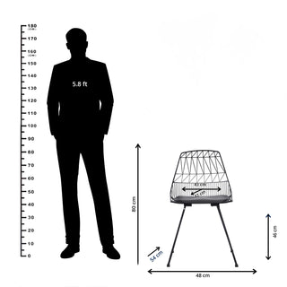 Kaya Armless Metal Wire Design Dining and Café Side Chairs  - Black