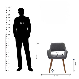 Alice Dining Chair Fabric with Wooden Legs - Grey