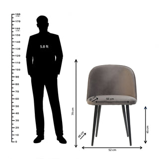 Grace Velvet Dining Chair with Metal Legs- Grey