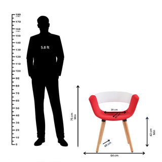 Casper Armrest Café Chair With Wooden Legs - Red