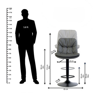 Austin Modern High Chair With Pu Leather - Grey