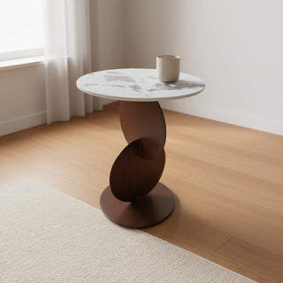 Trosa Side table With Marble Top And Iron + Metal Base